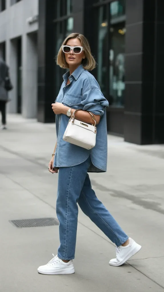 Light-Wash-Denim-Shirt-With-Dark-Wash-Straight-Jeans Light Wash Denim Shirt With Dark Wash Straight Jeans