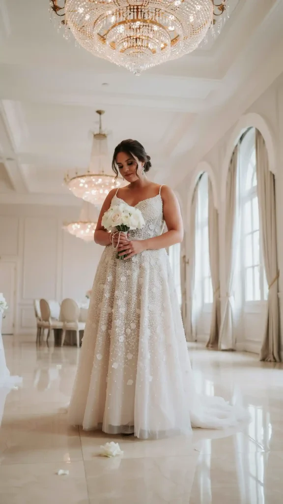 Luxury-Pearl-Beaded-Full-Bodice-Skirt-With-White-A-Line-Bridal-Dress Luxury Pearl Beaded Full Bodice & Skirt With White A-Line Bridal Dress