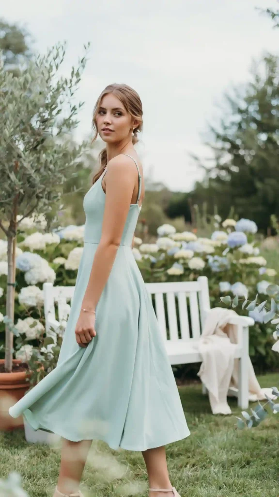 Mint-Green-Midi-With-White-Jewellery-Nude-Heels-Outfit Mint Green Midi With White Jewellery & Nude Heels Outfit