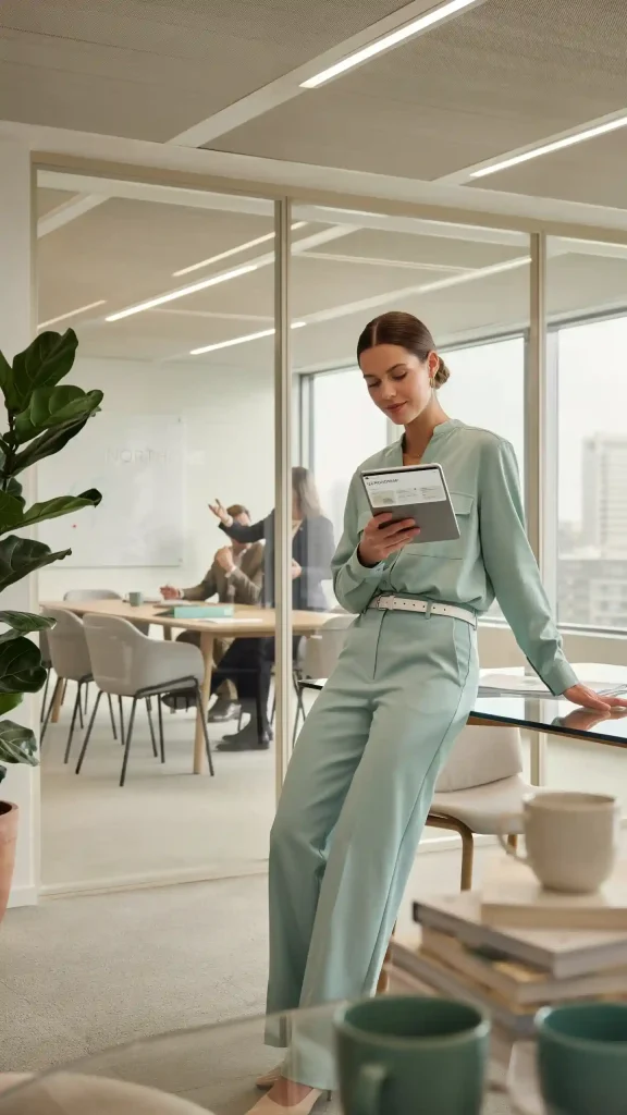 Mint-Green-Shirt-Trousers-Set-Fresh-Modern-Office-Summer-Look Mint Green Shirt Trousers Set Fresh Modern Office Summer Look