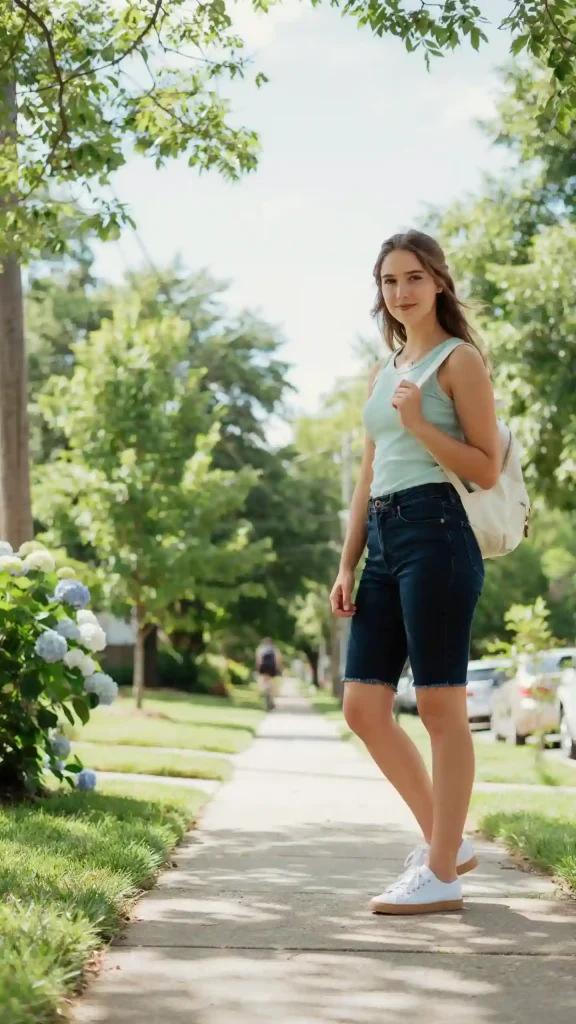 Mint-Green-Tank-Top-with-Denim-Bermuda-Shorts Mint Green Tank Top with Denim Bermuda Shorts