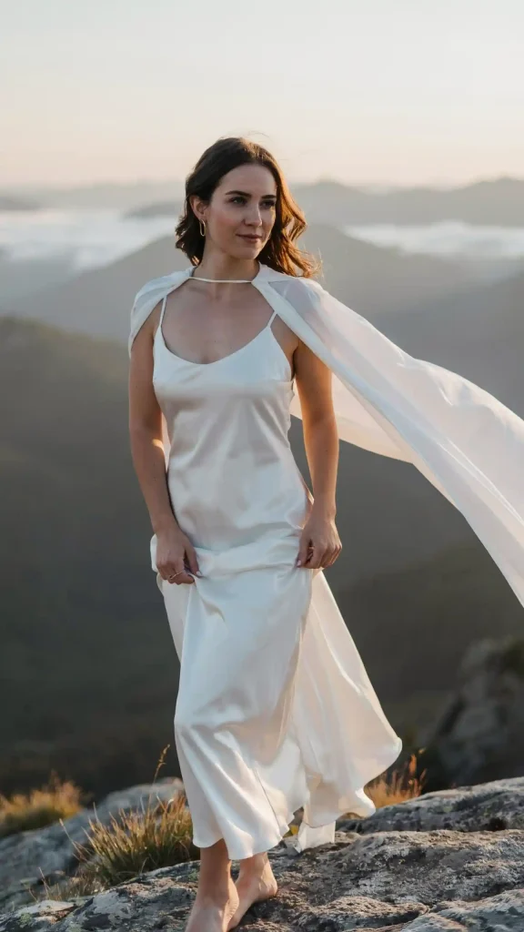 Modern-White-Slip-Dress-With-a-Flowing-Detachable-Cape Modern White Slip Dress With a Flowing Detachable Cape