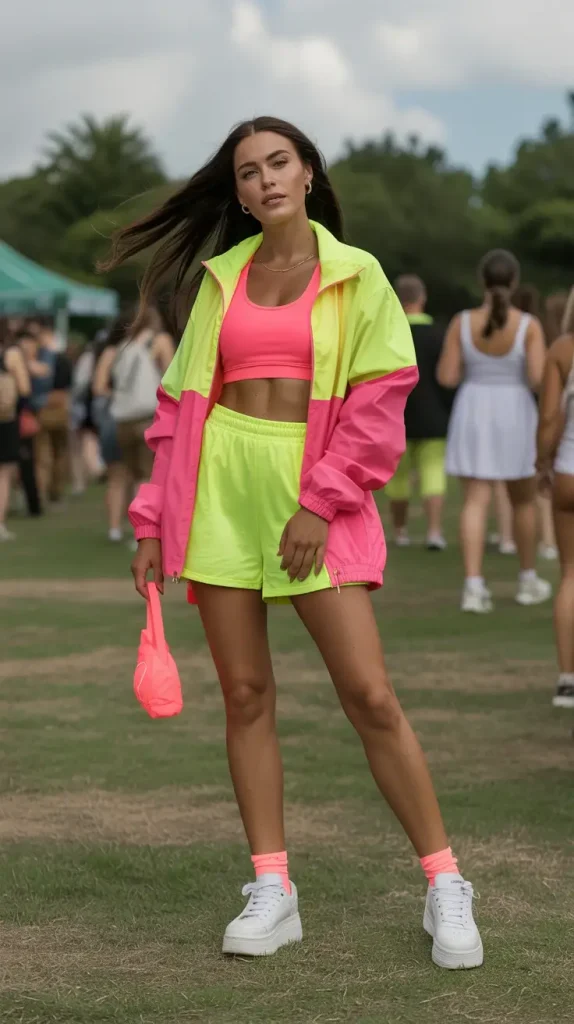 Neon-Yellow-And-Hot-Pink-Color-Block-Two-Piece-Set Neon Yellow And Hot Pink Color-Block Two-Piece Set
