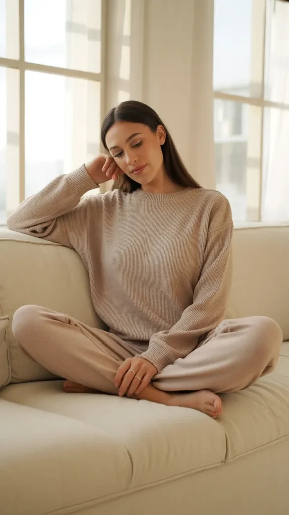 Neutral Knit Set Casual Look