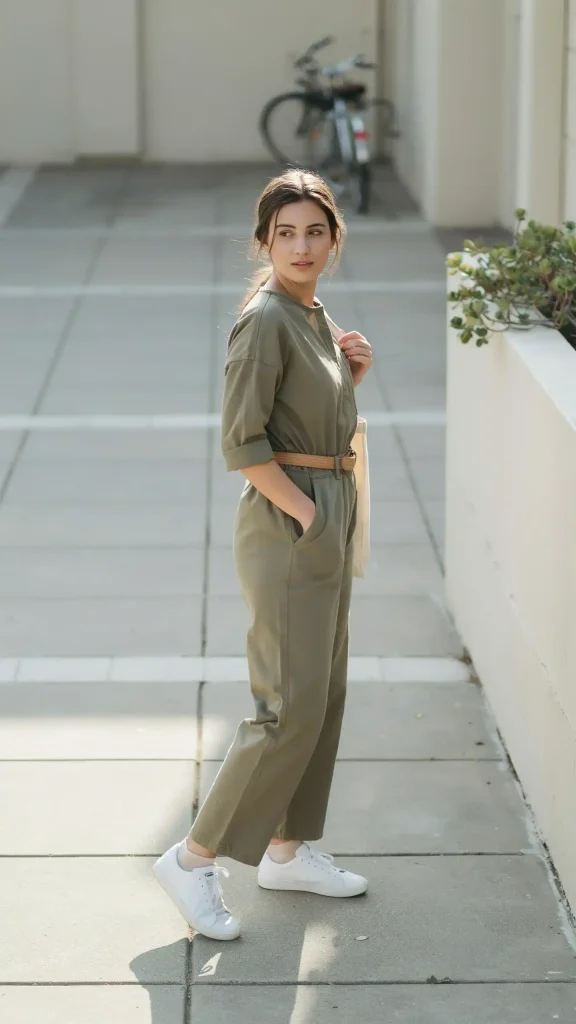 Olive-Cotton-Jumpsuit-Modest-Summer-Outfit Olive Cotton Jumpsuit Modest Summer Outfit