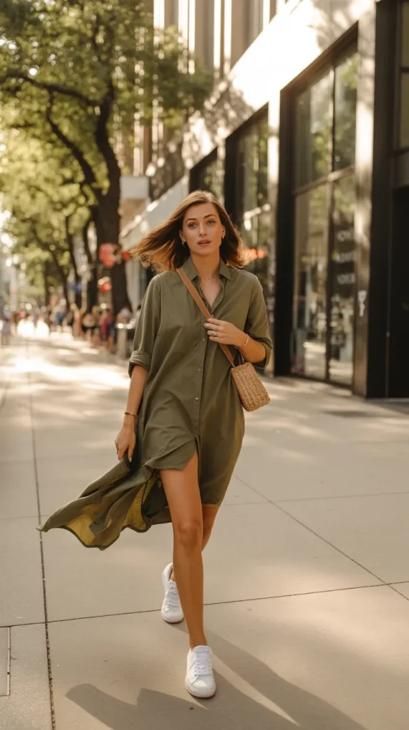 Olive-Shirt-Dress-Casual-Chic Olive Shirt Dress Casual Chic
