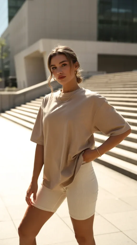 Oversized Tee with Bike Shorts