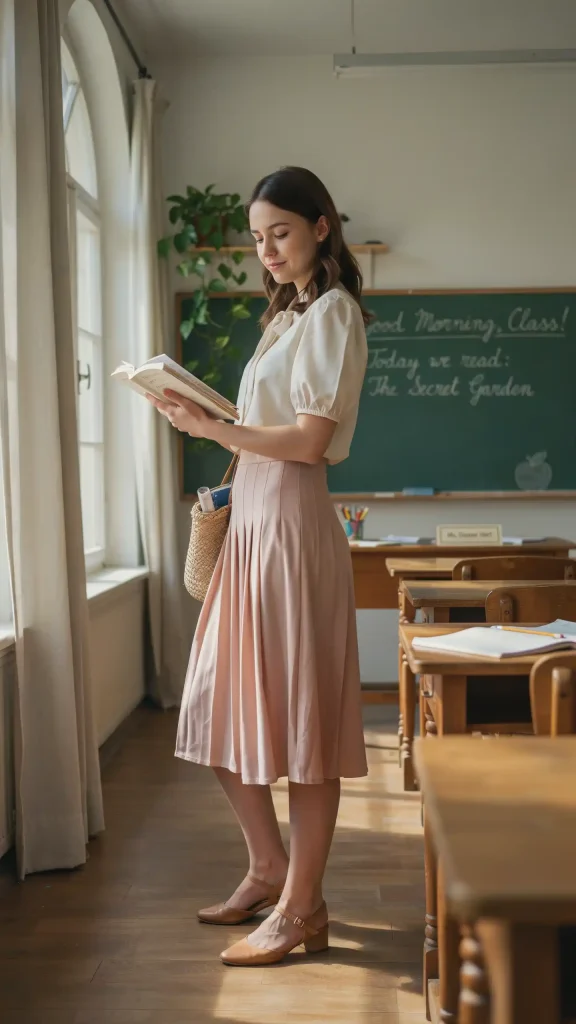 Pastel-Pleated-Skirt-Blouse-Outfit Pastel Pleated Skirt Blouse Outfit