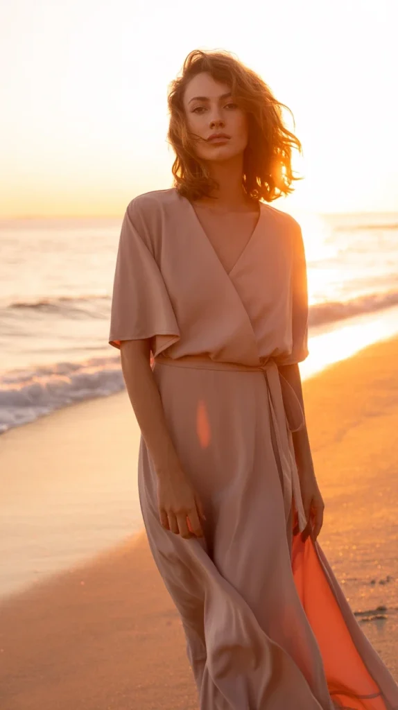 Peach-Wrap-Maxi-Beach-Look Peach Wrap Maxi Beach Look