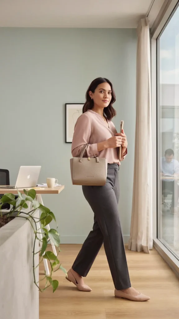 Plus-Size-Dusty-Pink-Blouse-With-Neutral-Straight-Pants Plus Size Dusty Pink Blouse With Neutral Straight Pants