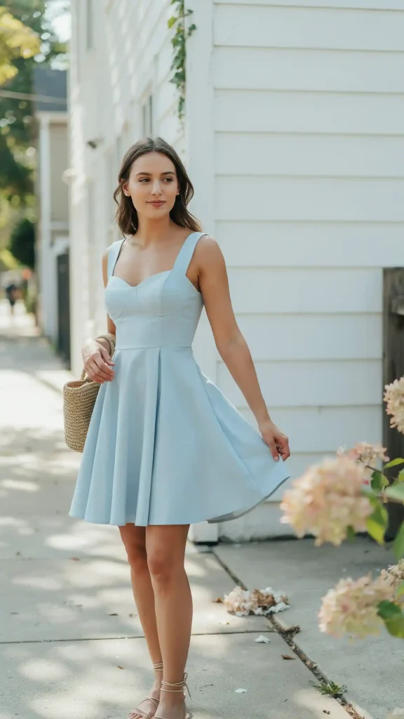Powder-Blue-Babydoll-with-Relaxed-Styling Powder Blue Babydoll with Relaxed Styling
