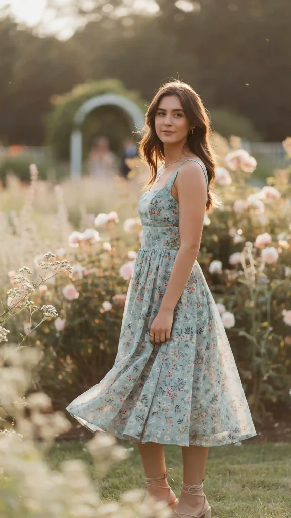 Powder-Blue-Soft-Pastel-Floral-A-Line-Midi-Dress Powder Blue Soft Pastel Floral A-Line Midi Dress