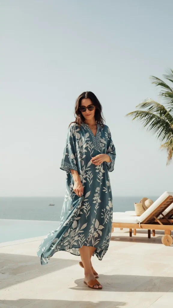 Printed-Kaftan-Resort-Wear-Relaxed-Outfit Printed Kaftan Resort Wear Relaxed Outfit