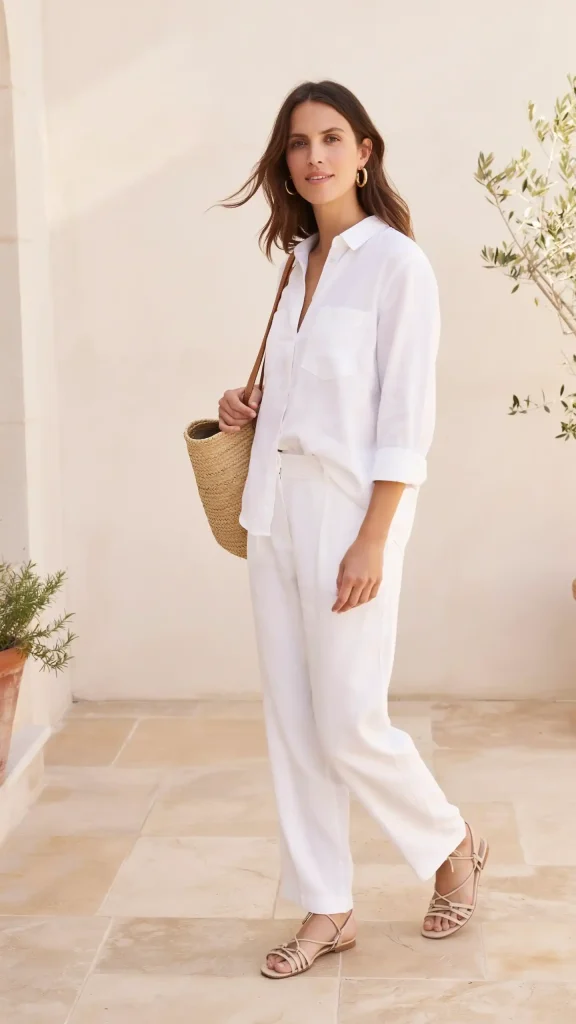 Relaxed-White-Linen-Button-Up-Matching-Co-Ord-Set Relaxed White Linen Button-Up Matching Co-Ord Set