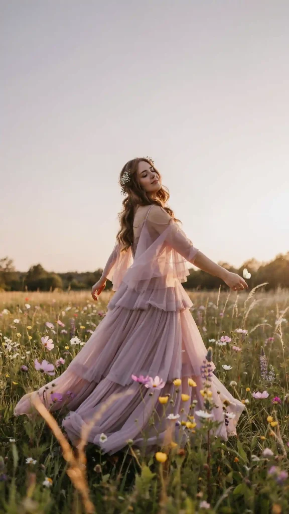 Romantic-Layers-Of-Flowing-Lavender-Chiffon-Elopement-Dress Romantic Layers Of Flowing Lavender Chiffon Elopement Dress
