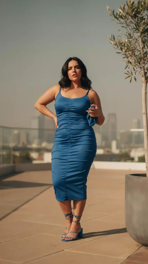 Ruched-Cobalt-Blue-Bodycon-Midi-Dress Ruched Cobalt Blue Bodycon Midi Dress