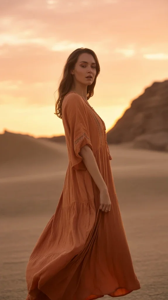Rust-Orange-Boho-Maxi-Dress Rust Orange Boho Maxi Dress