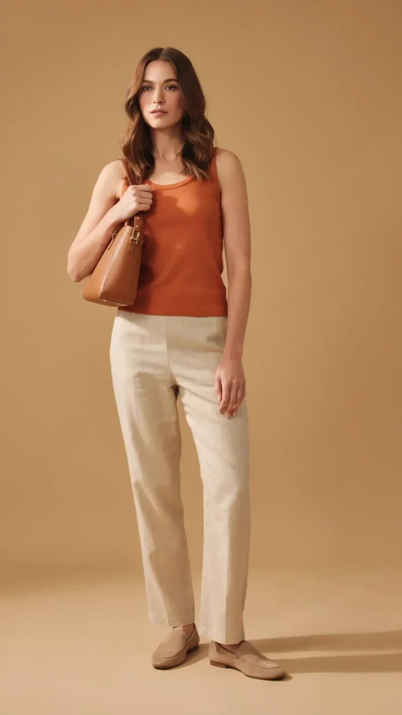 Rust-Orange-Tank-Top-with-Lightweight-Linen-Trousers Rust Orange Tank Top with Lightweight Linen Trousers
