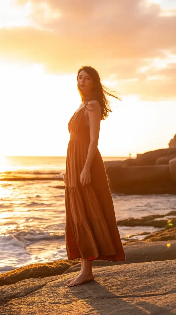Rust-Orange-Tiered-Maxi-Boho-Dress Rust-Orange Tiered Maxi Boho Dress
