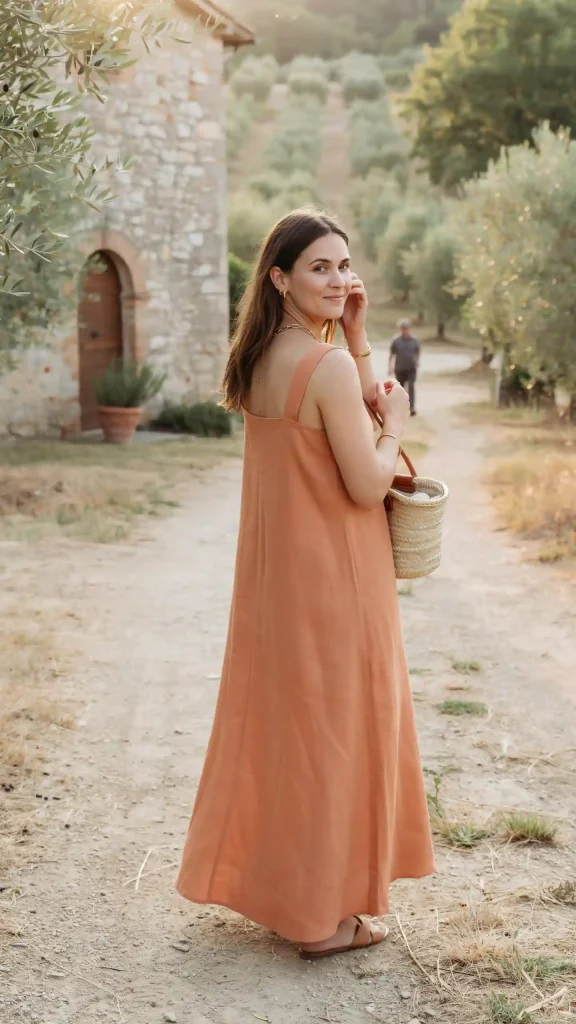 Rust-Square-Neck-Flowy-Maxi-with-Woven-Summer-Handbag Rust Square Neck Flowy Maxi with Woven Summer Handbag