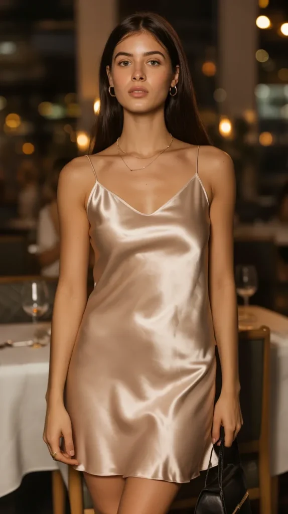 Satin Neutral Evening Look