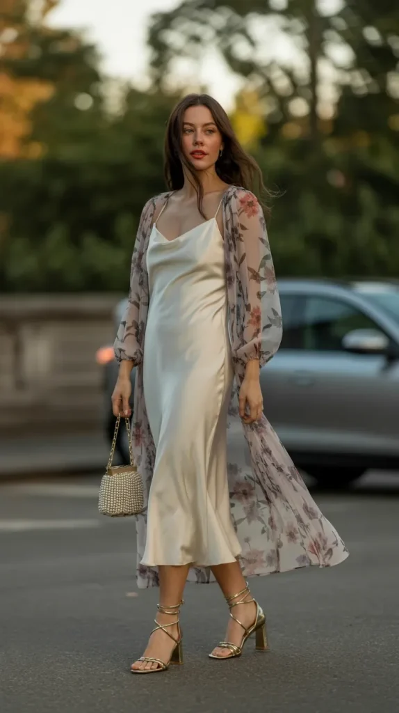 Sheer-Floral-Chiffon-Overlay-Dress-Over-an-Ivory-Slip Sheer Floral Chiffon Overlay Dress Over an Ivory Slip