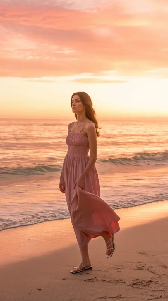 Shirred-Bodice-Maxi-Dress-in-Sunset-Pink Shirred Bodice Maxi Dress in Sunset Pink