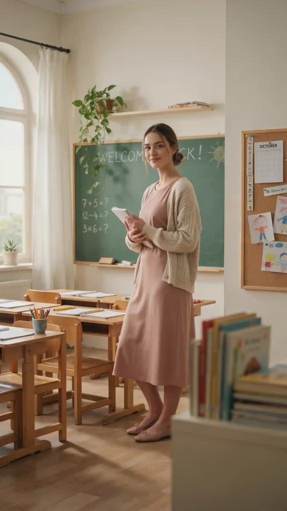 Simple-Dress-Cardigan-Teacher-Outfit Simple Dress Cardigan Teacher Outfit