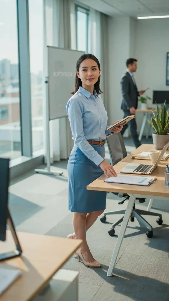 Sky-Blue-Button-Shirt-Pencil-Skirt-Fresh-Office-Summer-Outfit Sky Blue Button Shirt Pencil Skirt Fresh Office Summer Outfit