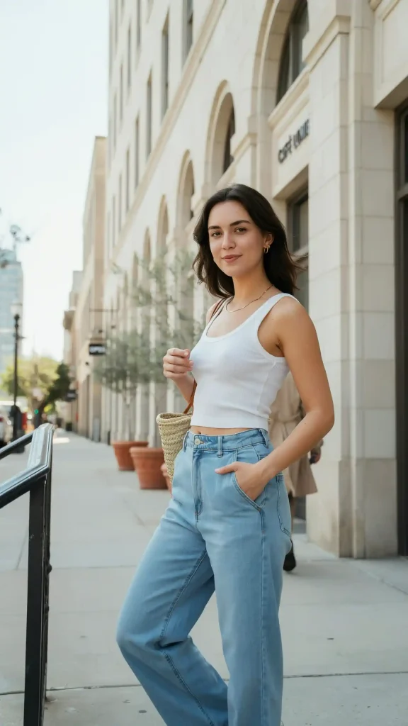 Sky-Blue-Wide-Leg-Jeans-With-White-Ribbed-Crop-Top Sky Blue Wide Leg Jeans With White Ribbed Crop Top