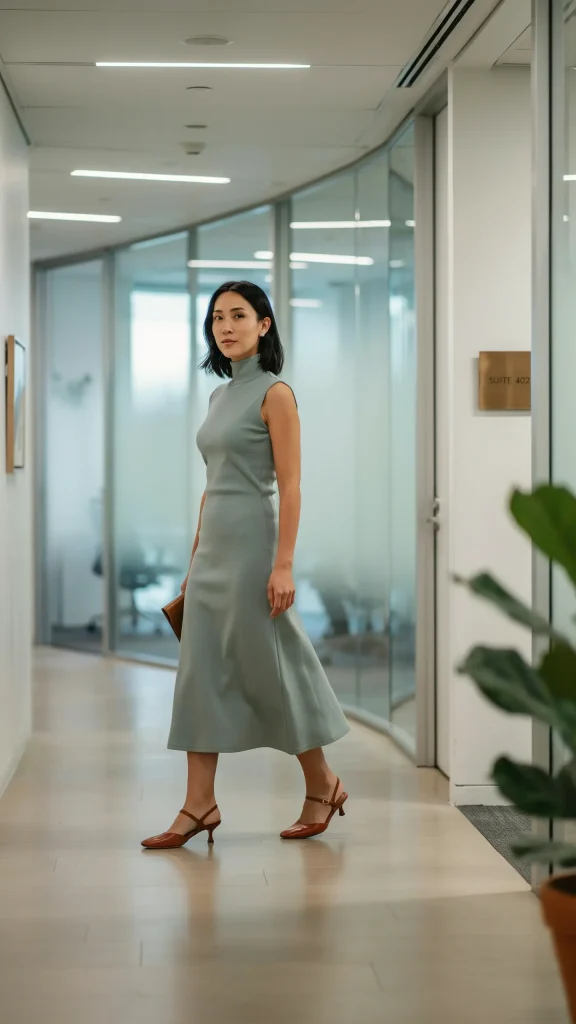 Sleeveless Turtleneck Midi With Kitten Heels
