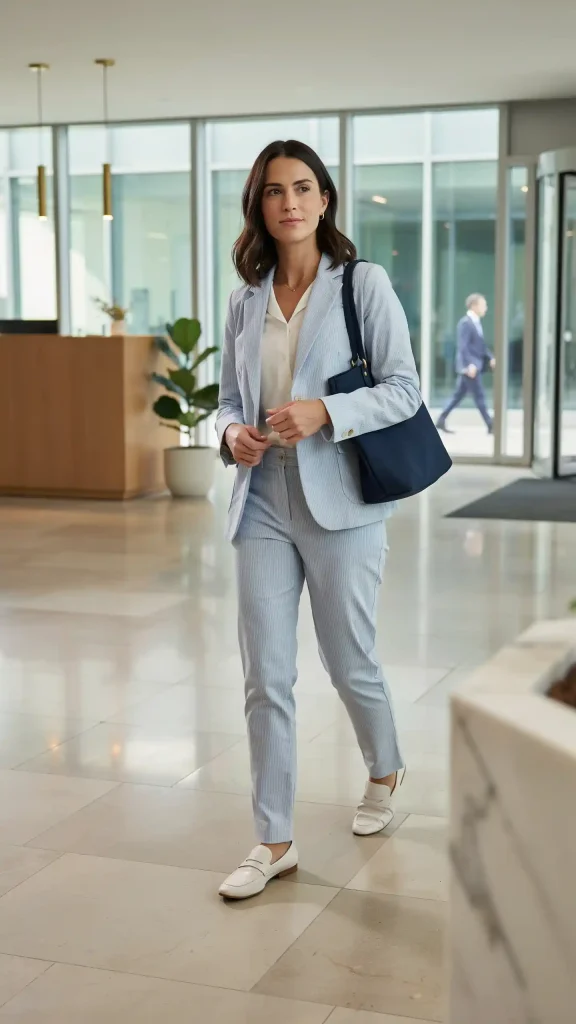 Smart Seersucker Blazer Set