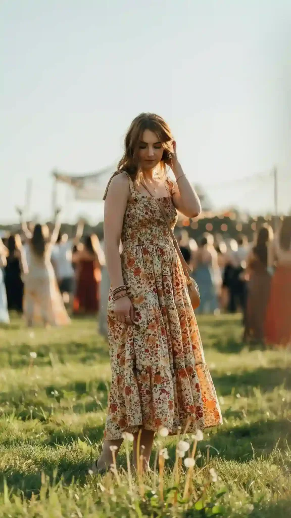 Smocked-Orange-Floral-Maxi-Dress-Festival-Look Smocked Orange Floral Maxi Dress Festival Look
