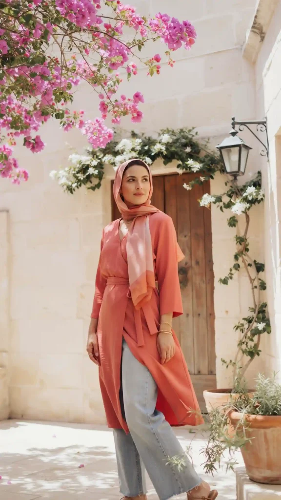 Soft-Coral-Wrap-With-Light-Wash-Wide-Leg-Denim-Summer-Vibes Soft Coral Wrap With Light Wash Wide Leg Denim Summer Vibes
