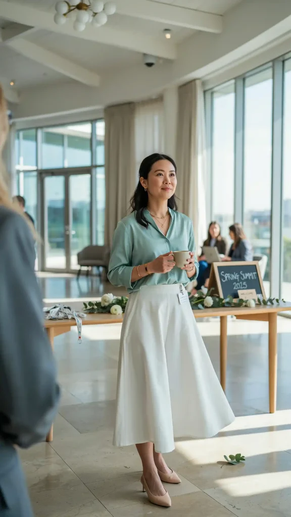 Soft-Mint-Green-Blouse-With-White-Flowing-Midi-Skirt Soft Mint Green Blouse With White Flowing Midi Skirt