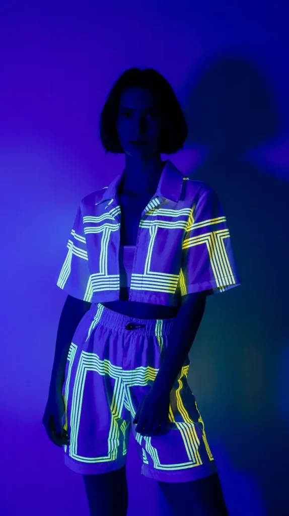 UV-Reactive-Neon-Print-White-Outfit UV Reactive Neon Print White Outfit