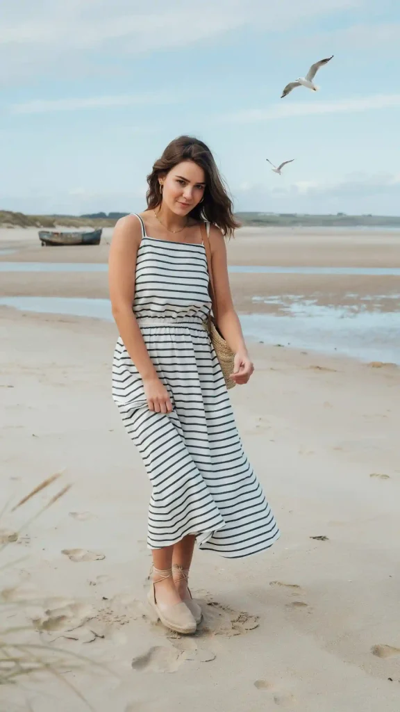 White-Blue-Stripe-Flowy-Maxi-with-Rope-Espadrilles White Blue Stripe Flowy Maxi with Rope Espadrilles