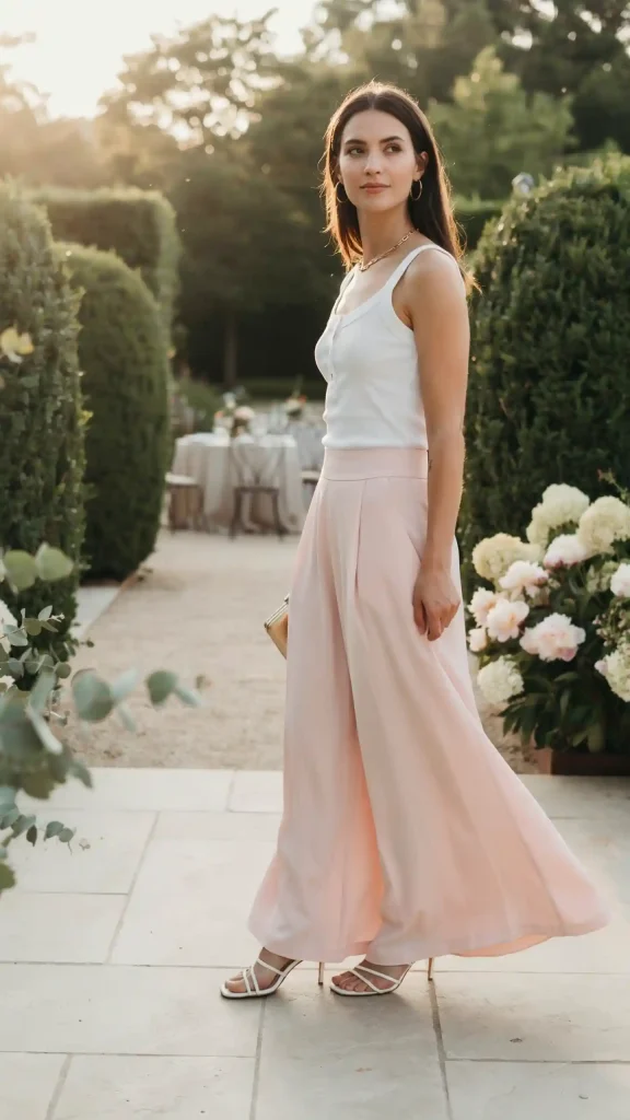 White-Button-Tank-Top-with-Pastel-Pink-Palazzo-Pants White Button Tank Top with Pastel Pink Palazzo Pants