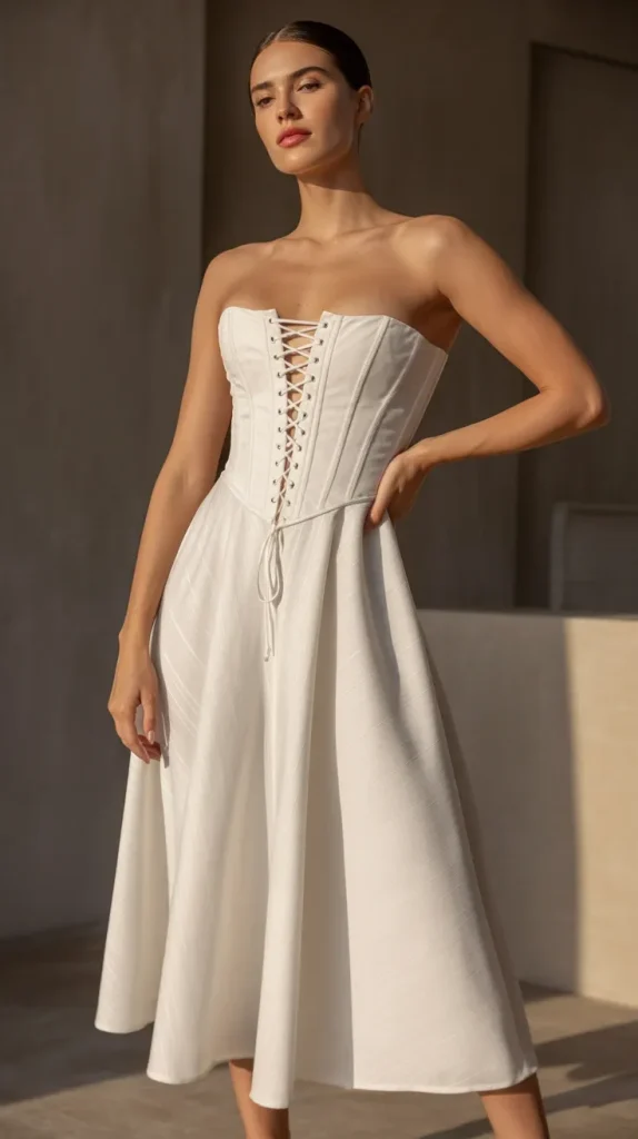 White-Corset-Dress-Elegant-Style White Corset Dress Elegant Style