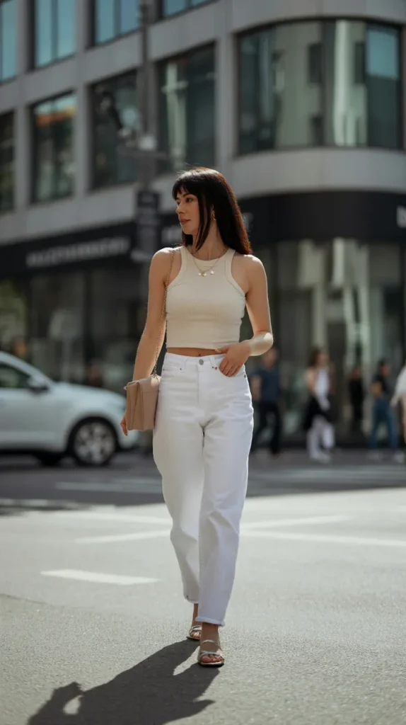 White-Denim-with-Cream-Tops White Denim with Cream Tops
