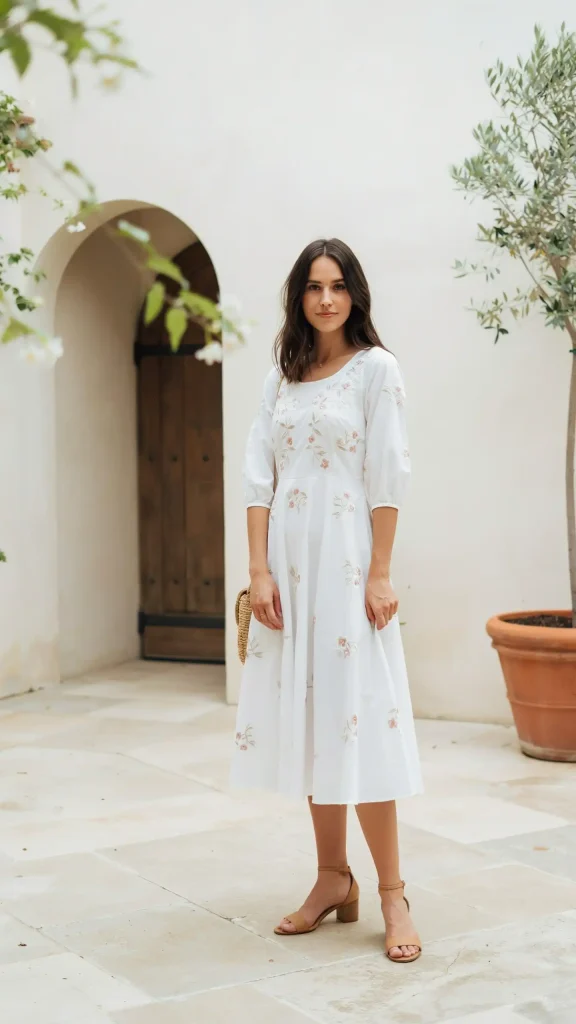 White-Embroidered-Midi-Dress-Outfit White Embroidered Midi Dress Outfit