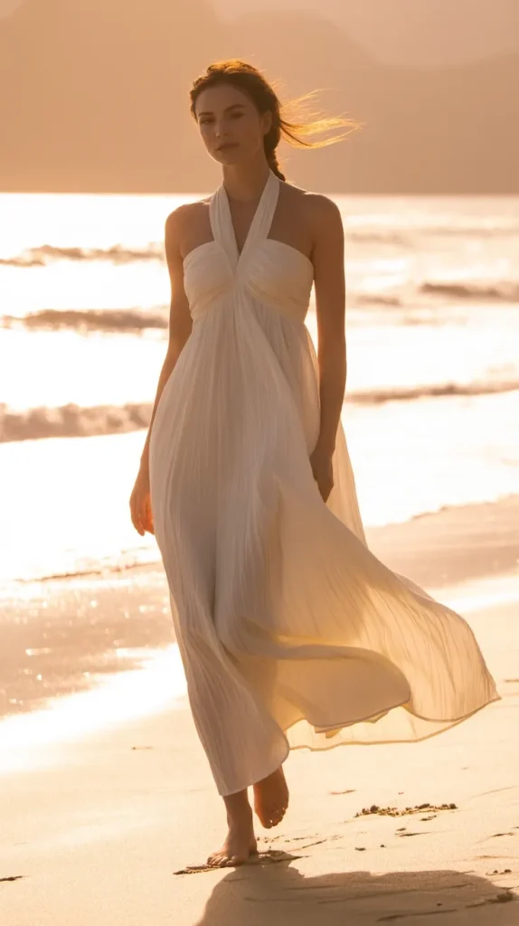 White-Halter-Beach-Maxi-Dress White Halter Beach Maxi Dress