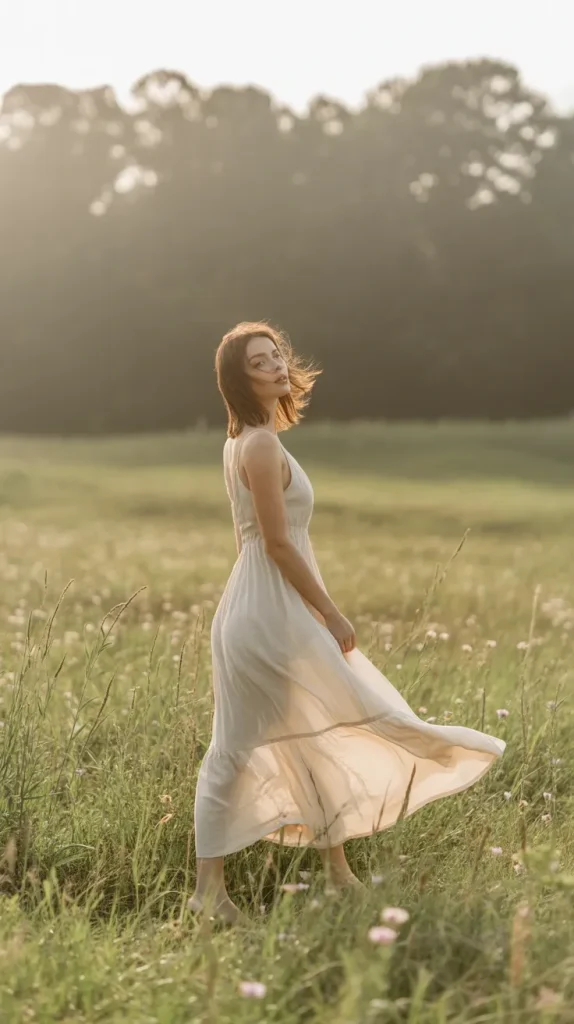 White Maxi Dress Minimal Look