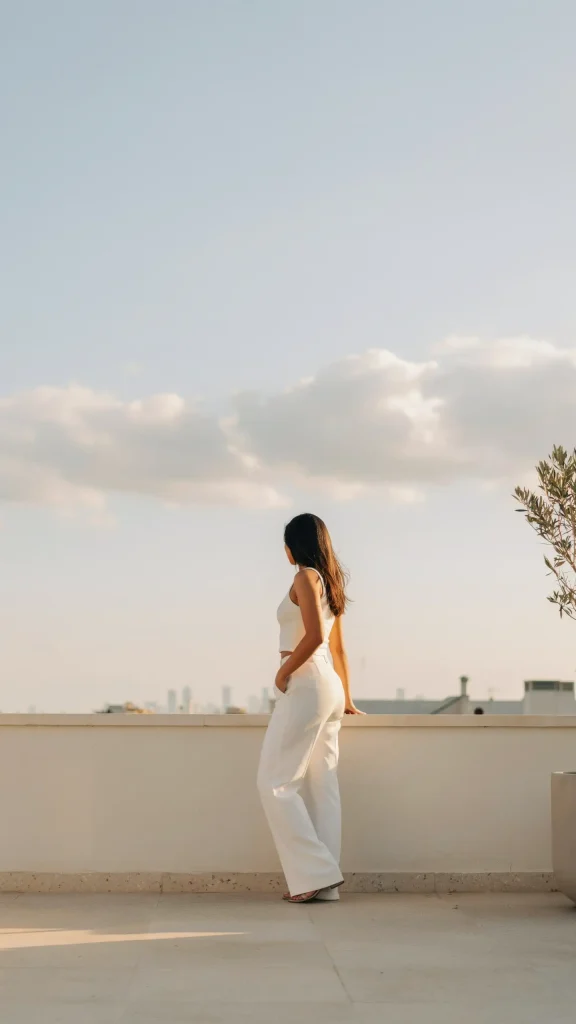 White-Wide-Leg-Trousers-and-Halter-Top-Chic-Style White Wide-Leg Trousers and Halter Top Chic Style