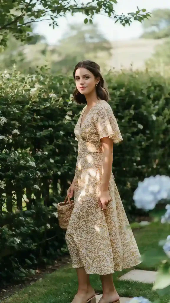 Yellow-V-Necklink-Floral-Midi-With-Flutter-Sleeves Yellow V-Necklink Floral Midi With Flutter Sleeves