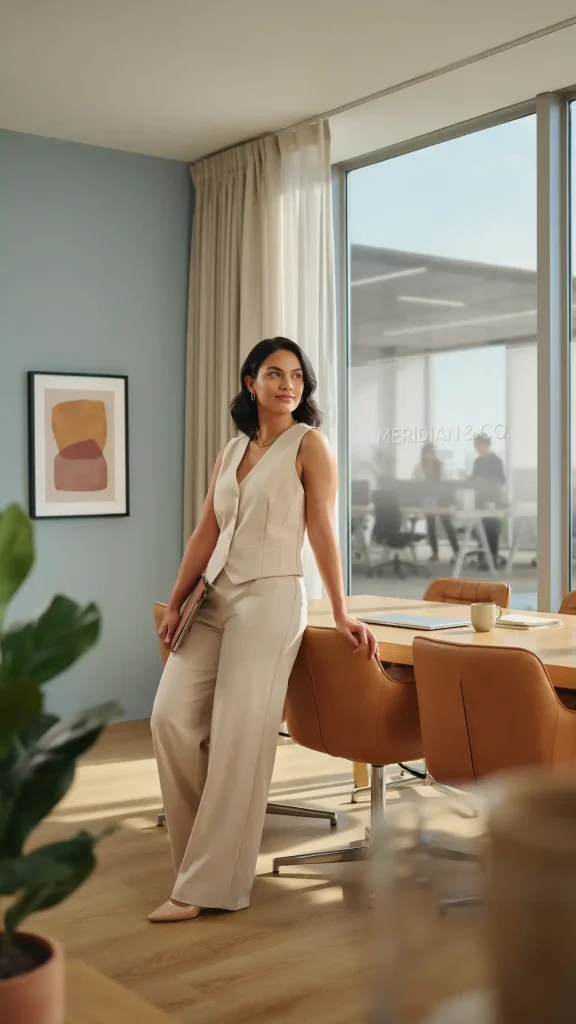 Beige-Sleeveless-Vest-with-Matching-Tailored-Wide-Leg-Pants Beige Sleeveless Vest with Matching Tailored Wide Leg Pants