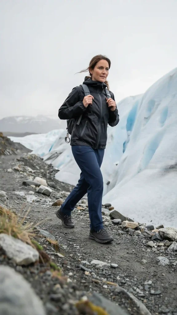 Black-Windbreaker-with-Stretch-Travel-Pants-and-Comfortable-Walking-Shoes Black Windbreaker with Stretch Travel Pants and Comfortable Walking Shoes