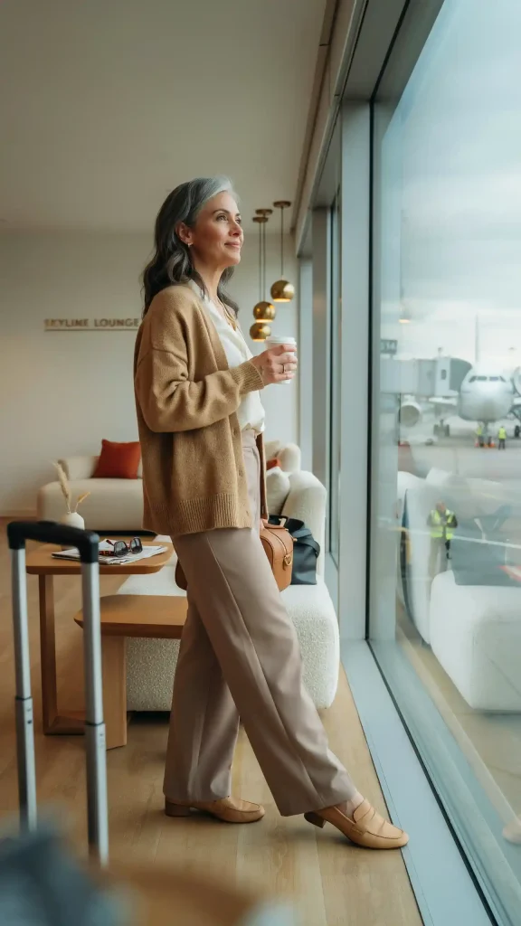 Camel-Long-Cardigan-With-Neutral-Layers-And-Comfortable-Loafers Camel Long Cardigan With Neutral Layers And Comfortable Loafers