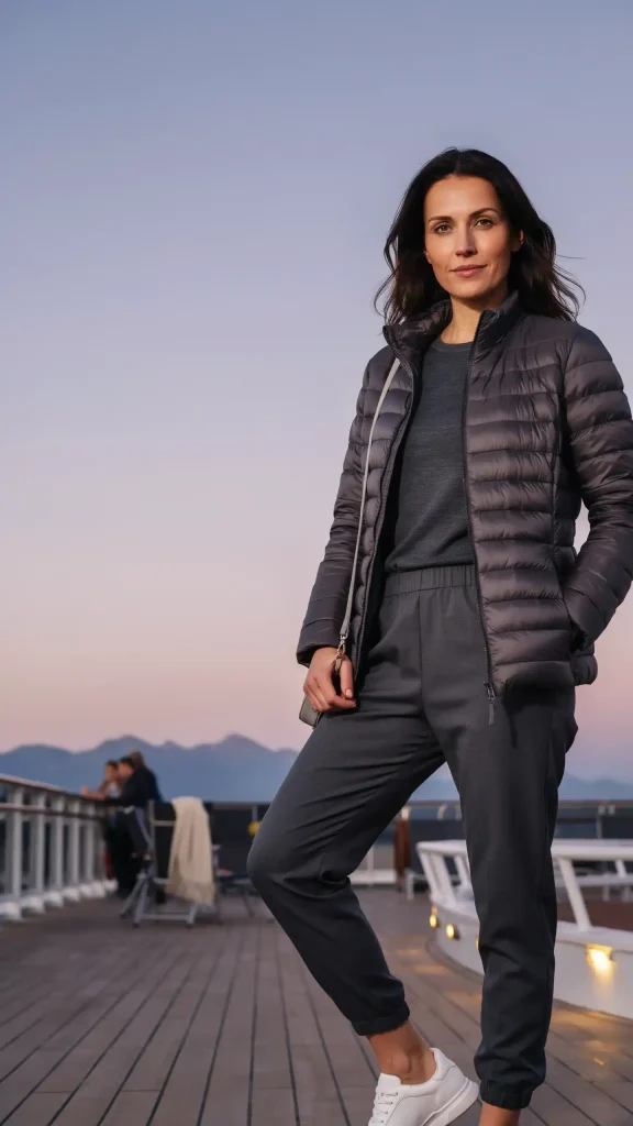 Charcoal-Lightweight-Puffer-Jacket-with-Gray-Knit-Jogger-Set Charcoal Lightweight Puffer Jacket with Gray Knit Jogger Set