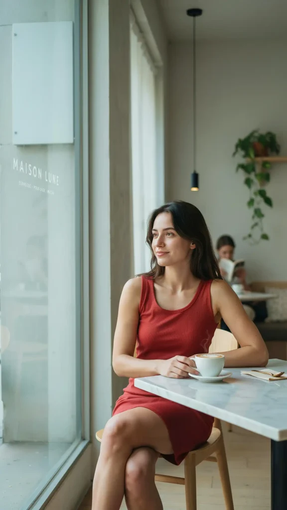Cherry-Red-Tank-Dress-With-Sleek-Minimal-Styling Cherry Red Tank Dress With Sleek Minimal Styling